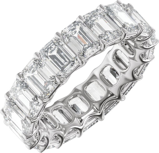 Platinum Emerald Lab-Grown Diamond Low Profile Eternity Band - 5.2x3.7mm Stones
