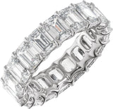 Platinum Emerald Lab-Grown Diamond Low Profile Eternity Band - 6x4.3mm Stones