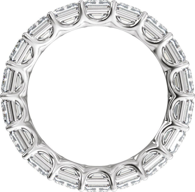 Platinum Emerald Natural Diamond Low Profile Eternity Band - 6x4.3mm Stones - view 2