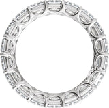 14K Gold Emerald Lab-Grown Diamond Low Profile Eternity Band - 6x4.3mm Stones - White Gold - view 2