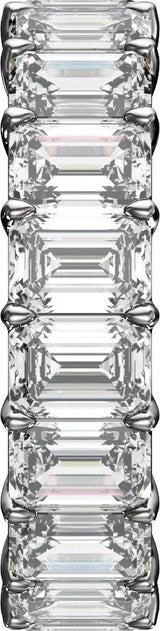 Platinum Emerald Natural Diamond Low Profile Eternity Band - 6x4.3mm Stones - view 4