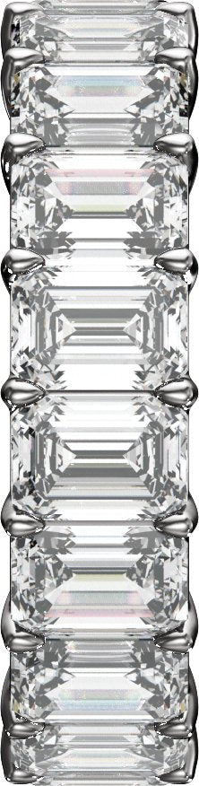 Platinum Emerald Natural Diamond Low Profile Eternity Band - 4.4x3.1mm Stones - view 4