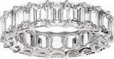 14K Gold Emerald Lab-Grown Diamond Low Profile Eternity Band - 6x4.3mm Stones - White Gold - view 3