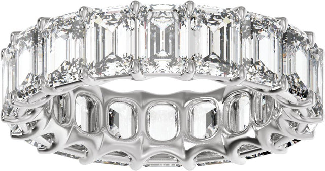 Platinum Emerald Natural Diamond Low Profile Eternity Band - 5.2x3.7mm Stones - view 3
