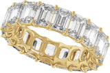 14K Gold Emerald Lab-Grown Diamond Low Profile Eternity Band - 6x4.3mm Stones - Yellow Gold - view 5