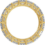 14K Gold Emerald Natural Diamond Low Profile Eternity Band - 4.4x3.1mm Stones - Yellow Gold - view 2