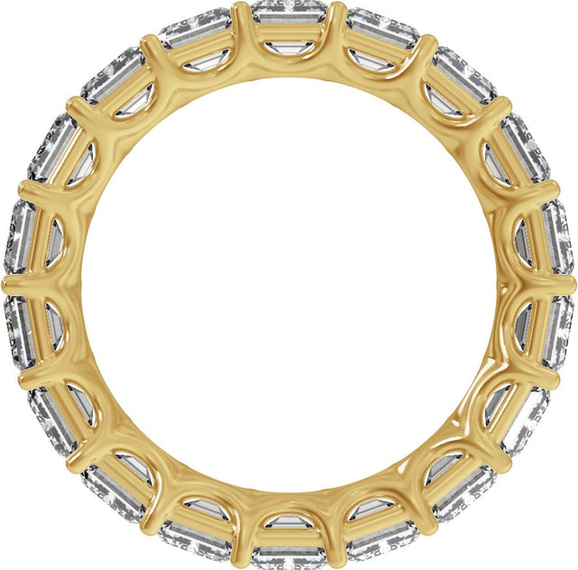 14K Gold Emerald Lab-Grown Diamond Low Profile Eternity Band - 6x4.3mm Stones - Yellow Gold - view 2