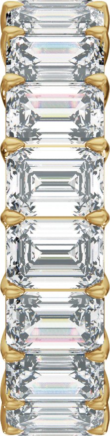 14K Gold Emerald Lab-Grown Diamond Low Profile Eternity Band - 4.4x3.1mm Stones - Yellow Gold - view 4