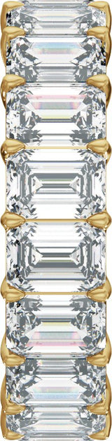 14K Gold Emerald Natural Diamond Low Profile Eternity Band - 6x4.3mm Stones - Yellow Gold - view 4
