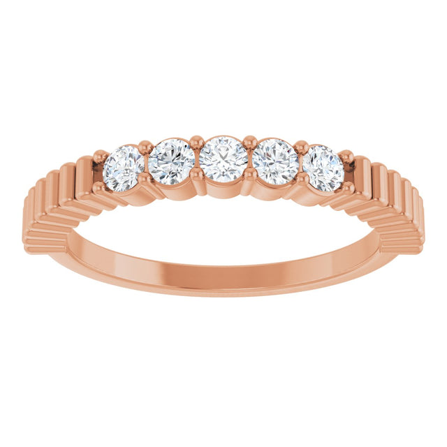 14K Gold Round Lab-Grown Diamond Five-Stone Anniversary Band - 1/6-1/2 CTW - Rose Gold - view 3