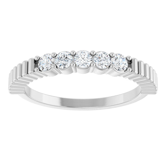 Platinum Round Natural Diamond Five-Stone Anniversary Band - 1/6-1/2 CTW - view 3