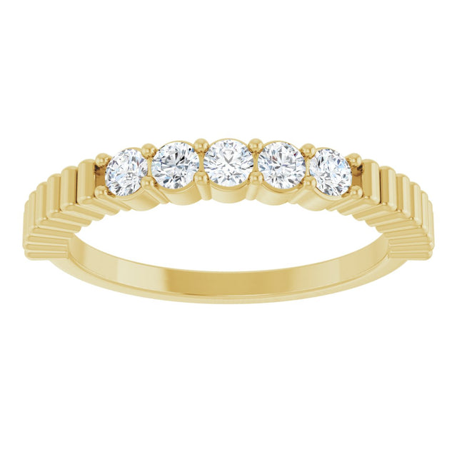 14K Gold Round Lab-Grown Diamond Five-Stone Anniversary Band - 1/6-1/2 CTW - Yellow Gold - view 3