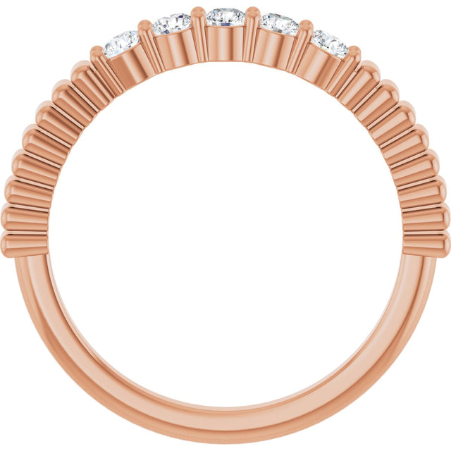 14K Gold Round Lab-Grown Diamond Five-Stone Anniversary Band - 1/6-1/2 CTW - Rose Gold - view 2