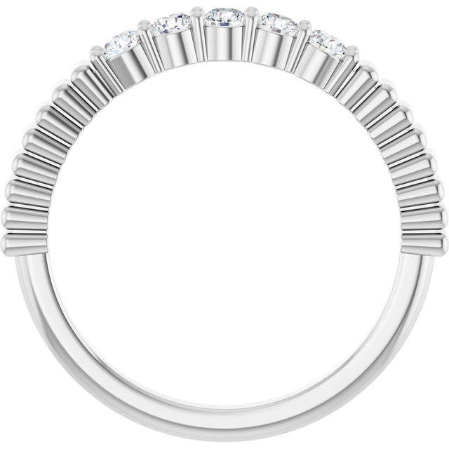 14K Gold Round Natural Diamond Five-Stone Anniversary Band - 1/6-1/2 CTW - White Gold - view 2