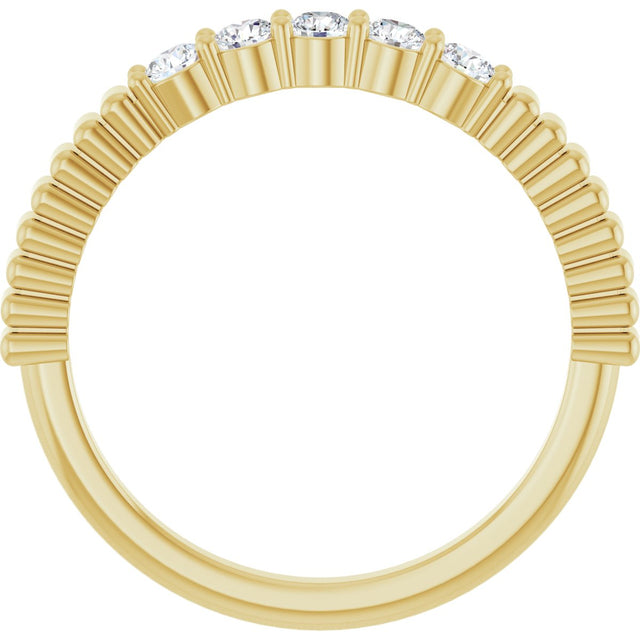 14K Gold Round Natural Diamond Five-Stone Anniversary Band - 1/6-1/2 CTW - Yellow Gold - view 2