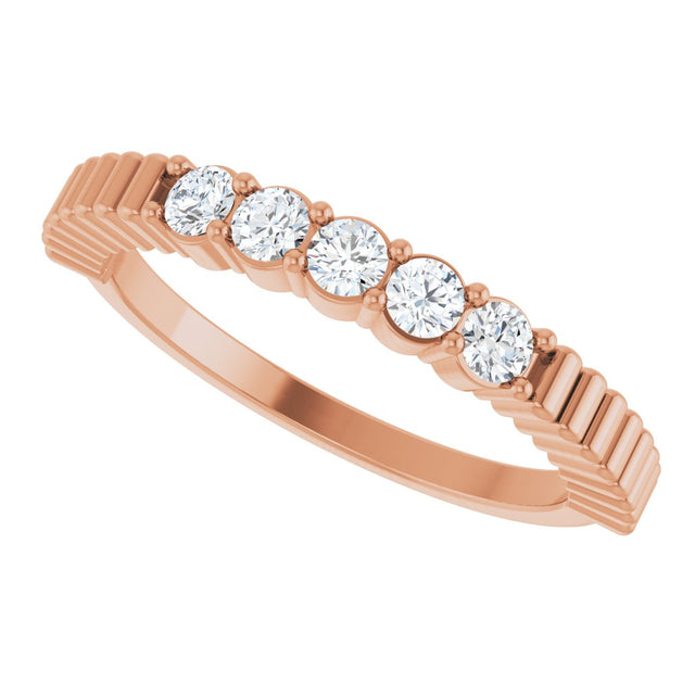 14K Gold Round Lab-Grown Diamond Five-Stone Anniversary Band - 1/6-1/2 CTW - Rose Gold - view 5
