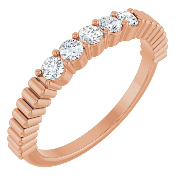 14K Gold Round Natural Diamond Five-Stone Anniversary Band - 1/6-1/2 CTW - Rose Gold