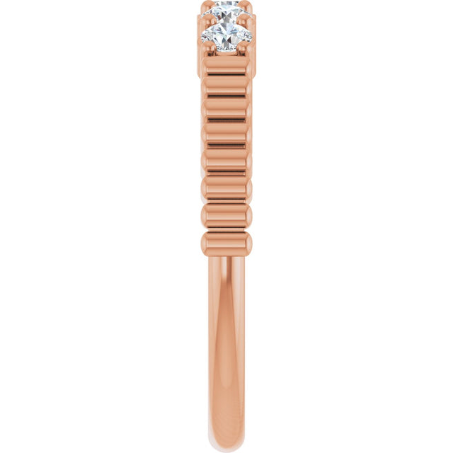 14K Gold Round Lab-Grown Diamond Five-Stone Anniversary Band - 1/6-1/2 CTW - Rose Gold - view 4