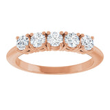 14K Gold Round Lab-Grown Diamond Five-Stone Anniversary Band - 3.2mm Stones - Rose Gold - view 3
