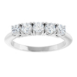 Platinum Round Lab-Grown Diamond Five-Stone Anniversary Band - 3.2mm Stones - view 3