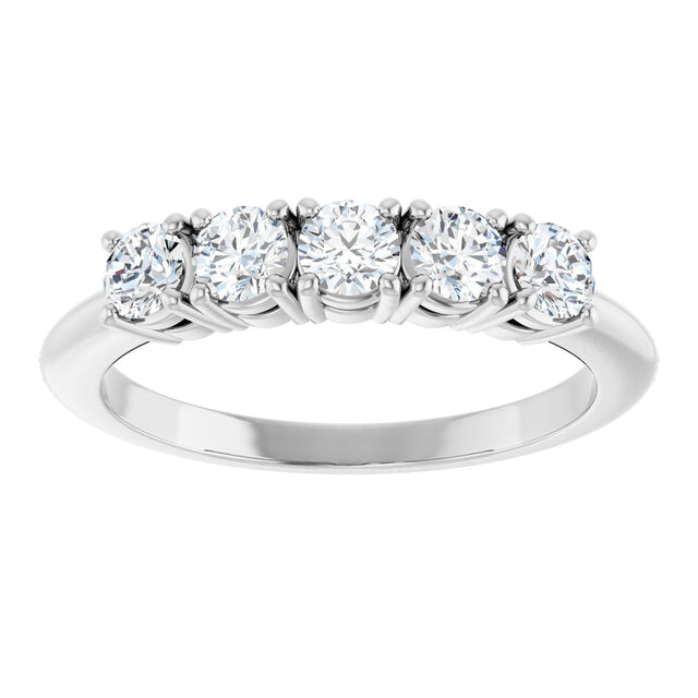 Platinum Round Lab-Grown Diamond Five-Stone Anniversary Band - 3.2mm Stones - view 3