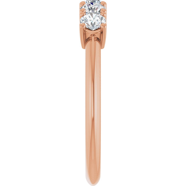14K Gold Round Lab-Grown Diamond Five-Stone Anniversary Band - 3.2mm Stones - Rose Gold - view 4