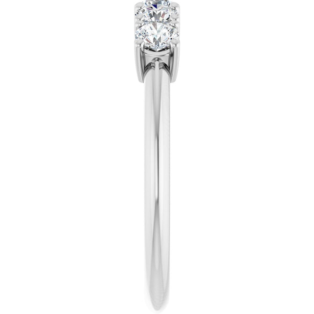 14K Gold Round Lab-Grown Diamond Five-Stone Anniversary Band - 3.2mm Stones - White Gold - view 4