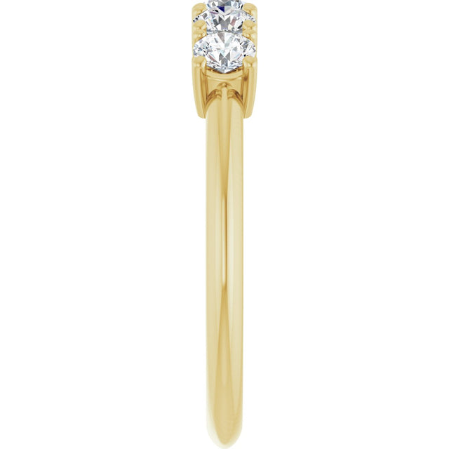 14K Gold Round Lab-Grown Diamond Five-Stone Anniversary Band - 3.2mm Stones - Yellow Gold - view 4