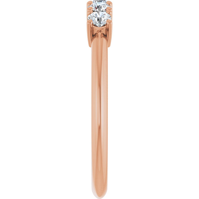 14K Gold Round Lab-Grown Diamond Five-Stone Anniversary Band - 2.75mm Stones - Rose Gold - view 4
