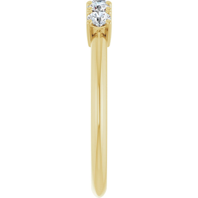 14K Gold Round Lab-Grown Diamond Five-Stone Anniversary Band - 2.75mm Stones - Yellow Gold - view 4