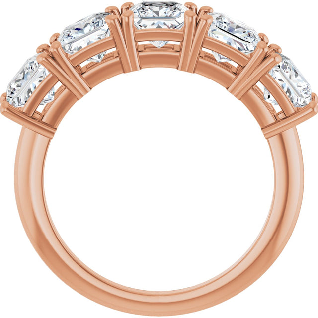 14K Gold Square Lab-Grown Diamond Five-Stone Anniversary Band - 4.5x4.5mm Stones - Rose Gold - view 2