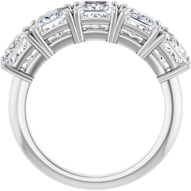 14K Gold Square Lab-Grown Diamond Five-Stone Anniversary Band - 4.5x4.5mm Stones - White Gold - view 2