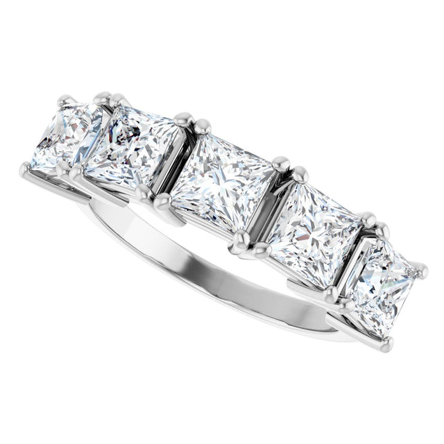 Platinum Square Lab-Grown Diamond Five-Stone Anniversary Band - 4.5x4.5mm Stones - view 5
