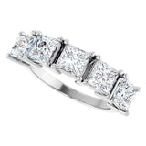 14K Gold Square Lab-Grown Diamond Five-Stone Anniversary Band - 4.5x4.5mm Stones - White Gold - view 5