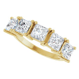 14K Gold Square Lab-Grown Diamond Five-Stone Anniversary Band - 4.5x4.5mm Stones - Yellow Gold - view 5