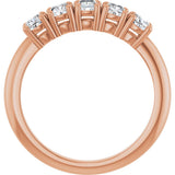 14K Gold Cushion Lab-Grown Diamond Five-Stone Anniversary Band - 3/4-1 5/8 CTW - Rose Gold - view 2