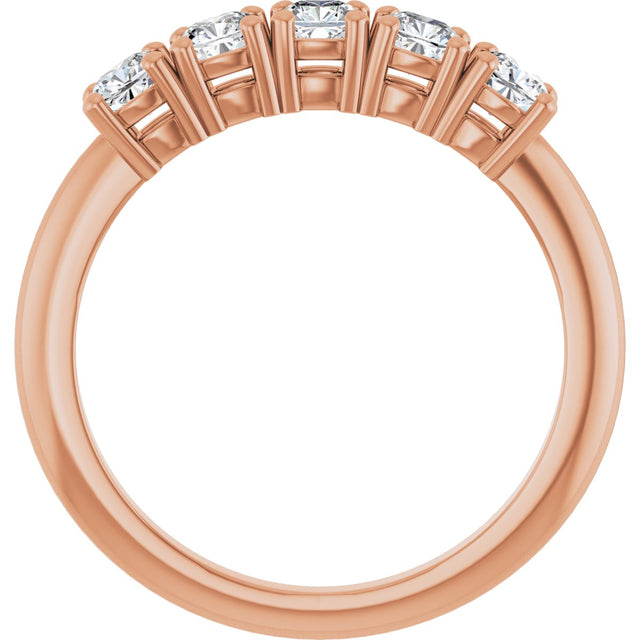 14K Gold Cushion Lab-Grown Diamond Five-Stone Anniversary Band - 3/4-1 5/8 CTW - Rose Gold - view 2
