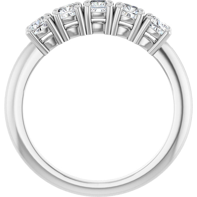 Platinum Cushion Lab-Grown Diamond Five-Stone Anniversary Band - 3/4-1 5/8 CTW - view 2