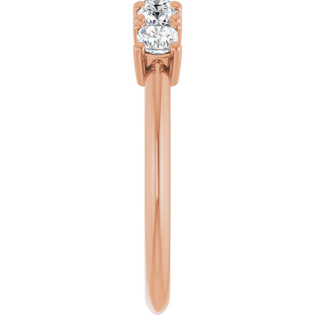 14K Gold Cushion Natural Diamond Five-Stone Anniversary Band - 3/4-1 5/8 CTW - Rose Gold - view 4