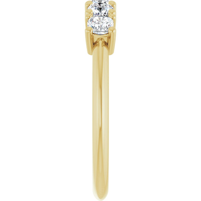 14K Gold Cushion Lab-Grown Diamond Five-Stone Anniversary Band - 3/4-1 5/8 CTW - Yellow Gold - view 4