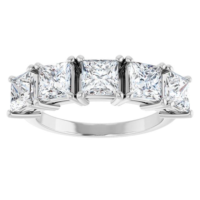 Platinum Square Lab-Grown Diamond Five-Stone Anniversary Band - 4.5x4.5mm Stones - view 3