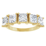 14K Gold Square Lab-Grown Diamond Five-Stone Anniversary Band - 4.5x4.5mm Stones - Yellow Gold - view 3