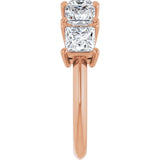 14K Gold Square Lab-Grown Diamond Five-Stone Anniversary Band - 4.5x4.5mm Stones - Rose Gold - view 4