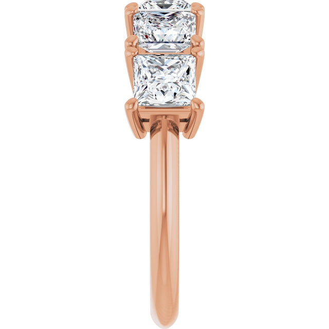 14K Gold Square Lab-Grown Diamond Five-Stone Anniversary Band - 4.5x4.5mm Stones - Rose Gold - view 4