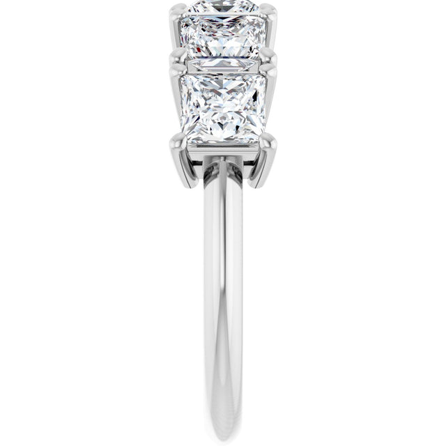 14K Gold Square Lab-Grown Diamond Five-Stone Anniversary Band - 4.5x4.5mm Stones - White Gold - view 4