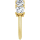 14K Gold Square Lab-Grown Diamond Five-Stone Anniversary Band - 4.5x4.5mm Stones - Yellow Gold - view 4