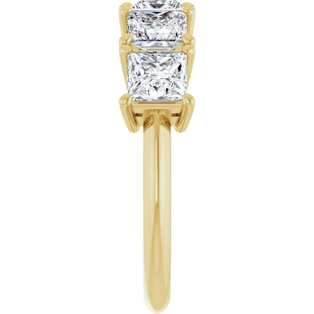 14K Gold Square Lab-Grown Diamond Five-Stone Anniversary Band - 4.5x4.5mm Stones - Yellow Gold - view 4