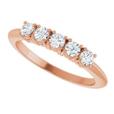 14K Gold Round Lab-Grown Diamond Five-Stone Anniversary Band - 2.75mm Stones - Rose Gold - view 5