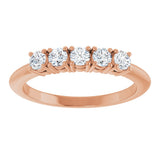 14K Gold Round Lab-Grown Diamond Five-Stone Anniversary Band - 2.75mm Stones - Rose Gold - view 3