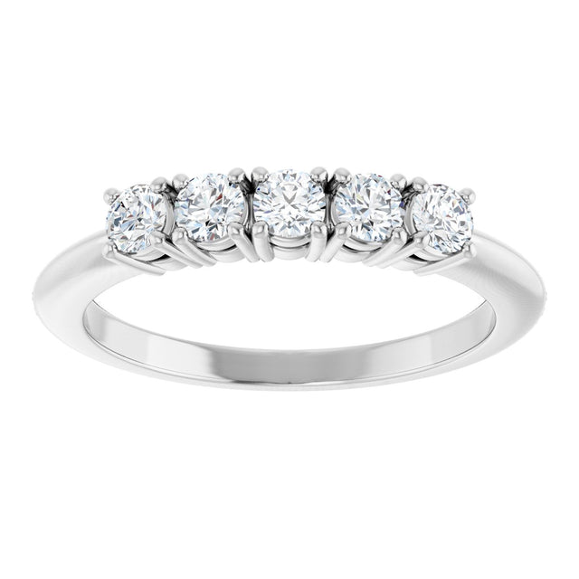 14K Gold Round Lab-Grown Diamond Five-Stone Anniversary Band - 2.75mm Stones - White Gold - view 3